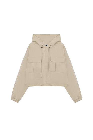 BLOUSA BALLON À CAPUCHE - Écru moyen de Zara