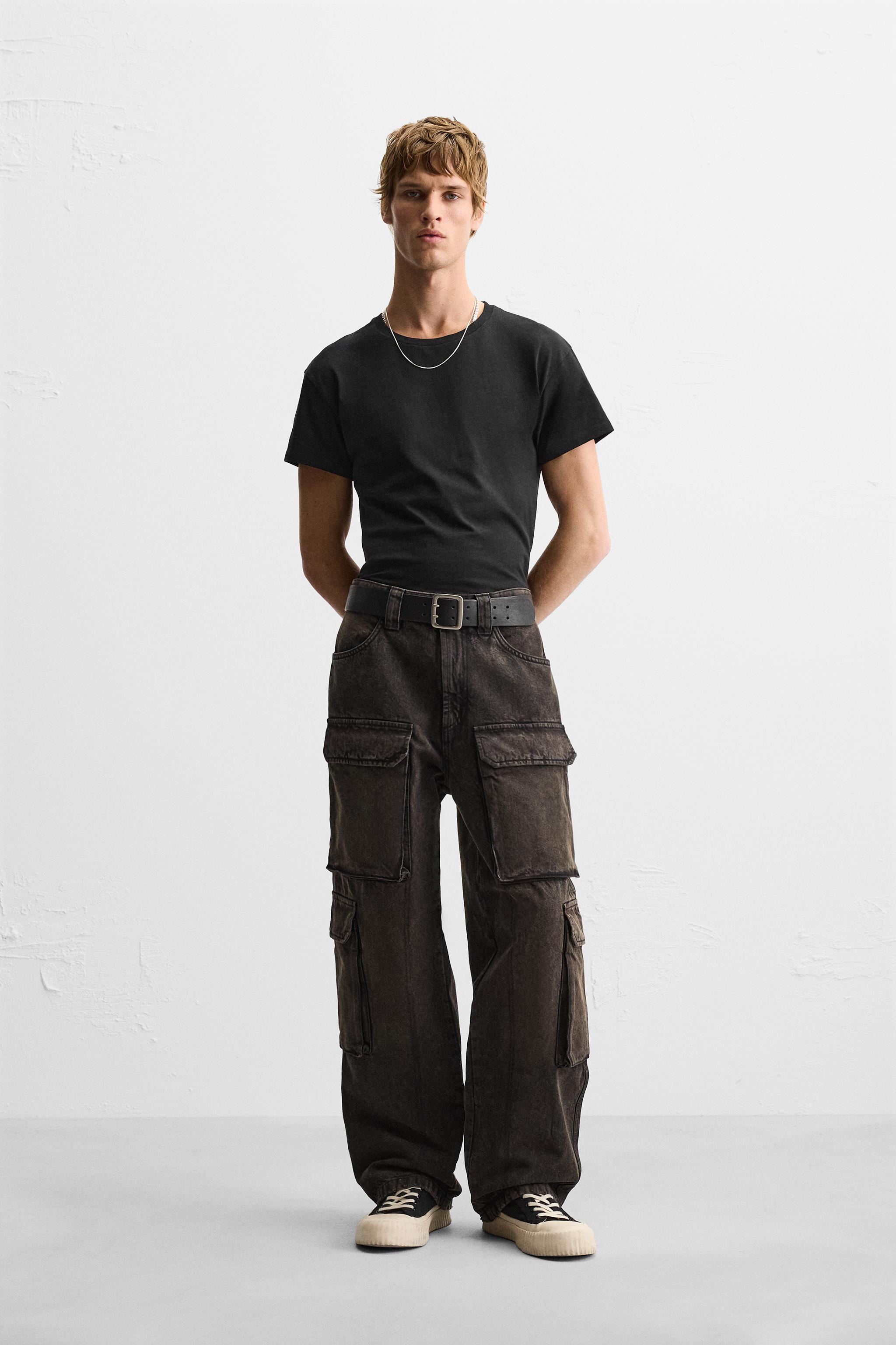 CARGO POCKET DENIM TROUSERS