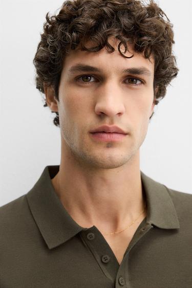 KNIT COTTON - SILK POLO SHIRT - Moss green by Zara - Image 4