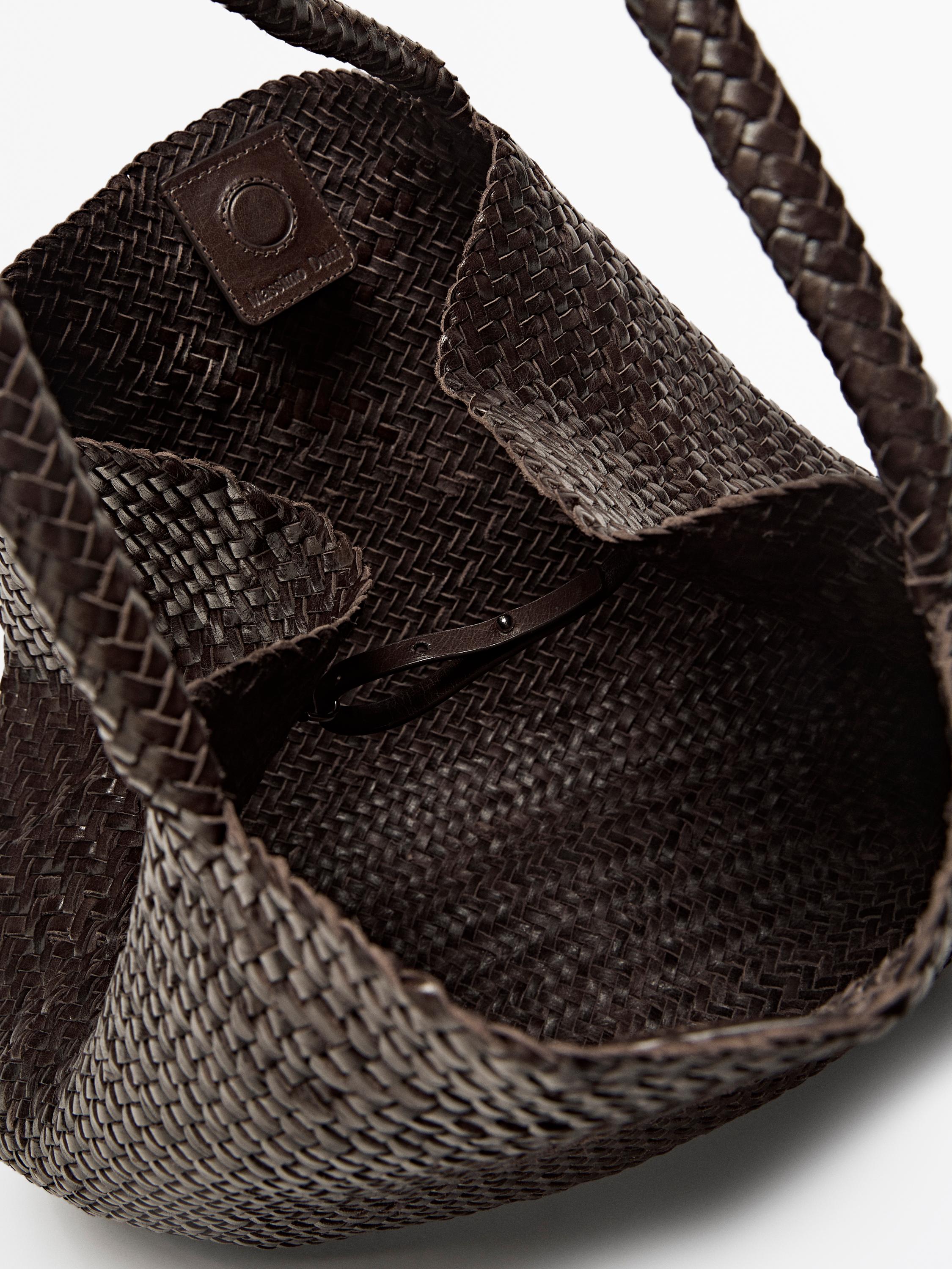Braided nappa leather tote bag