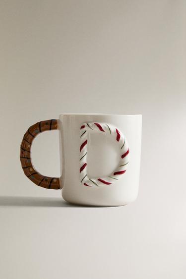 CHILDREN'S STONEWARE LETTER "D" CHRISTMAS MUG - Multicoloured by Zara