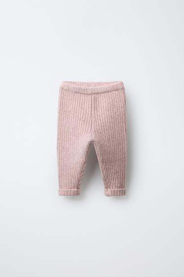 RIB KNIT LEGGINGS - Light pink by Zara