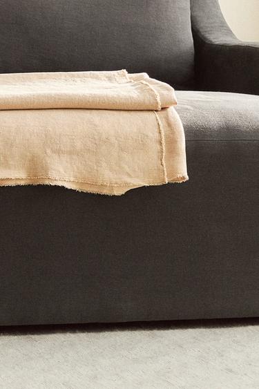 WASHED LINEN POUF - Dark grey by Zara