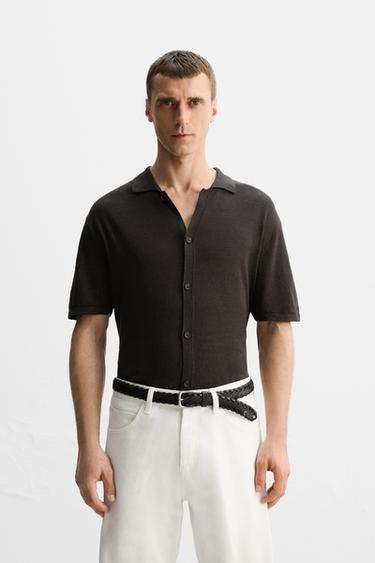 CAMISA TRICÔ 100% LINHO EDIÇÃO LIMITADA - Marrom da Zara
