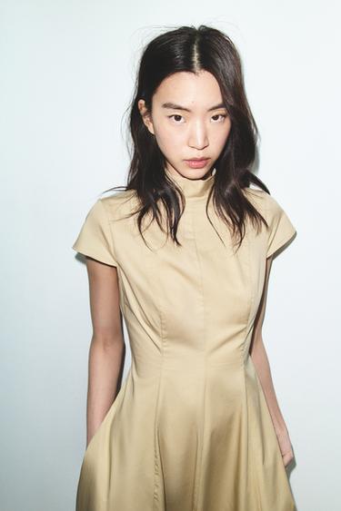ROBE MI-LONGUE GABARDINE - Gaufrette de Zara - Image 2