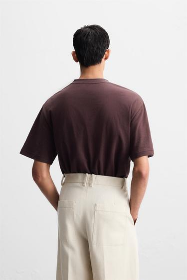 CONTRAST EMBROIDERY T-SHIRT - Burgundy by Zara - Image 2