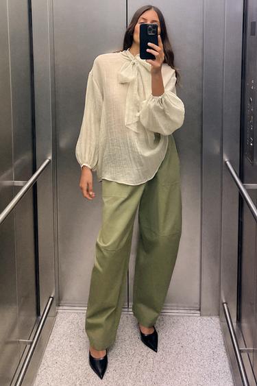 БЛУЗА ИЗ ОРГАНЗЫ — ЭКРЮ от Zara — изображение 0