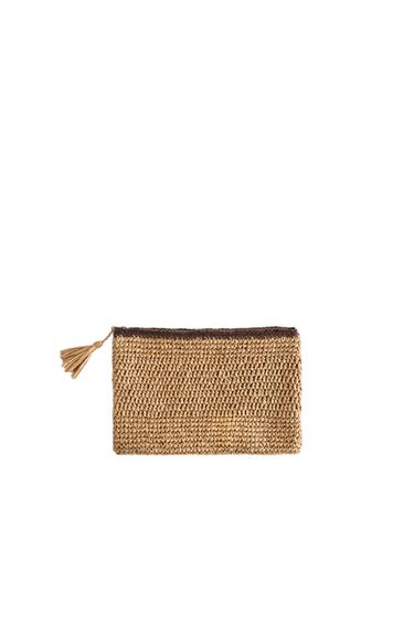 حقيبة أدوات شخصية ورق بحافة متباينة - بيج فاتح الخاص بـ Zara