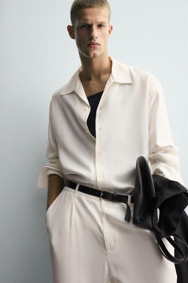 PANTALON COUPE DÉCONTRACTÉE PLIS - Blanc de Zara - Image 5