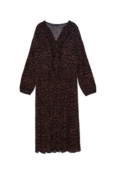 RUFFLED ANIMAL PRINT DRESS