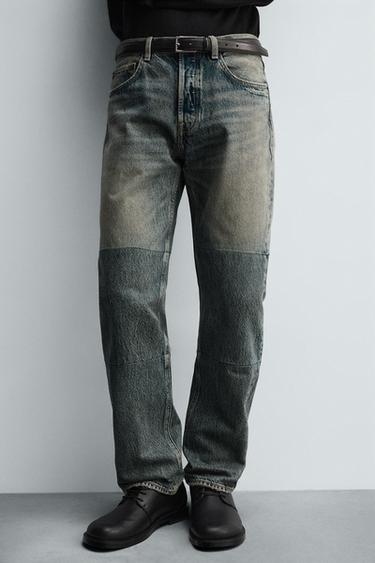 Zara STRAIGHT FIT SEAMED JEANS - Blue