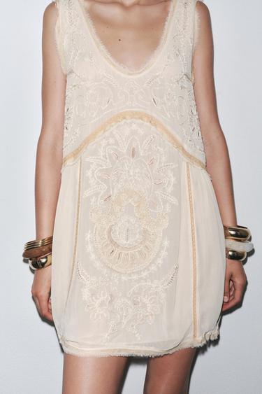 ZW COLLECTION EMBROIDERED DRESS - Ecru by Zara - Image 4