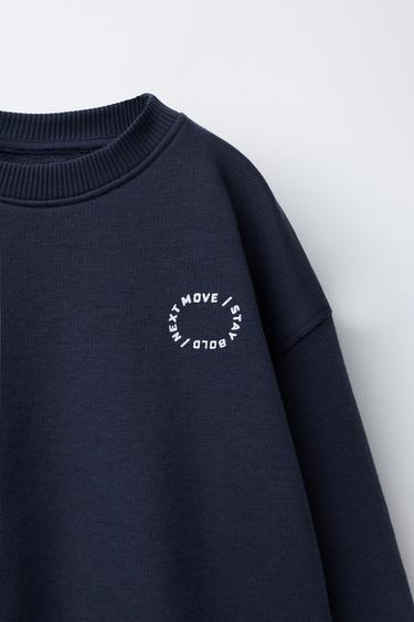 Zara BASIC TEXT SWEATSHIRT - Navy blue