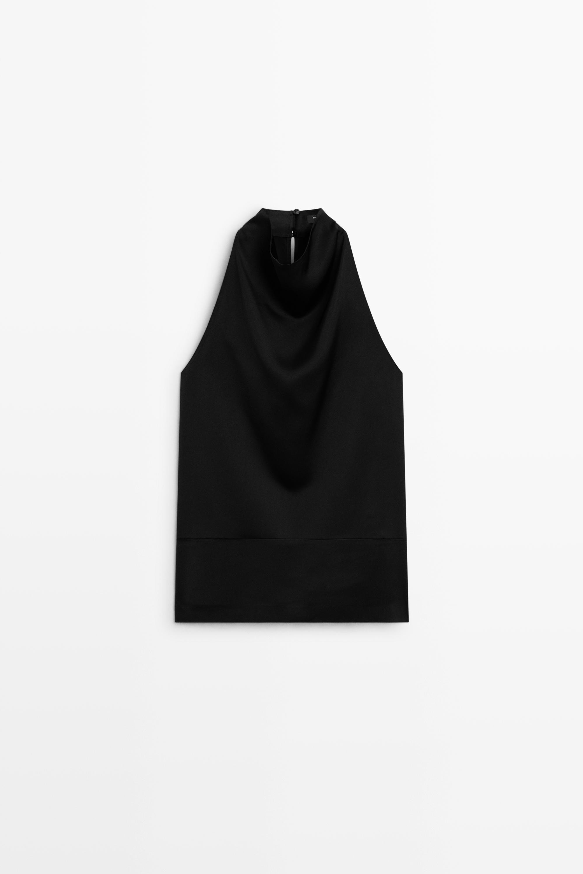 Flowing halter neck top with waistband effect