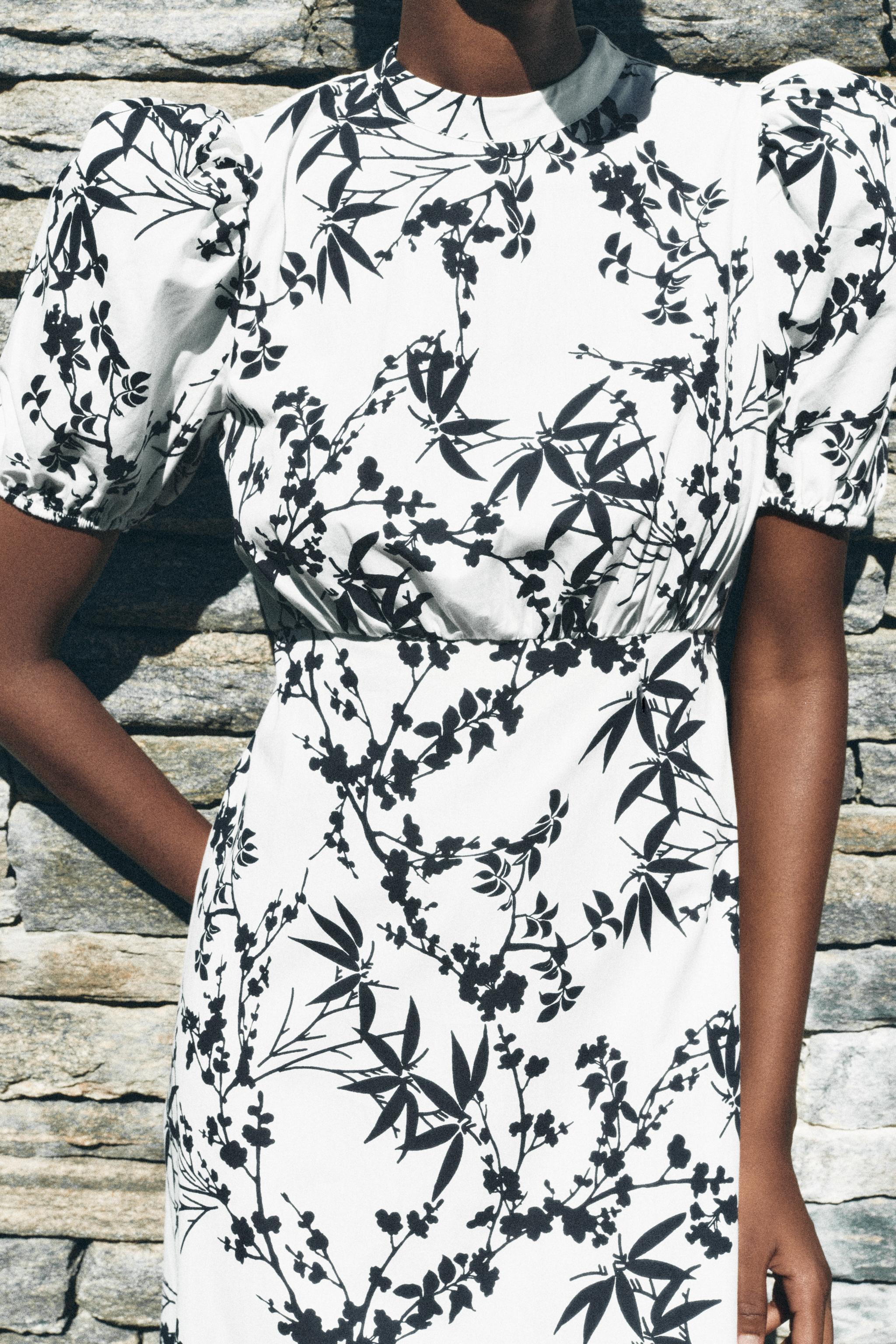 LONG PRINTED DRESS ZW COLLECTION - Black / White | ZARA