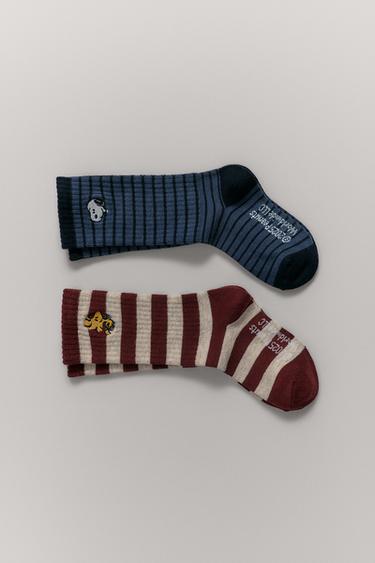 Zara TWO-PACK OF STRIPED SNOOPY PEANUTS™ LONG SOCKS - striped