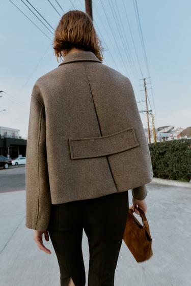 MANTEAU COURT AVEC LAINE - Vison foncé de Zara - Image 3