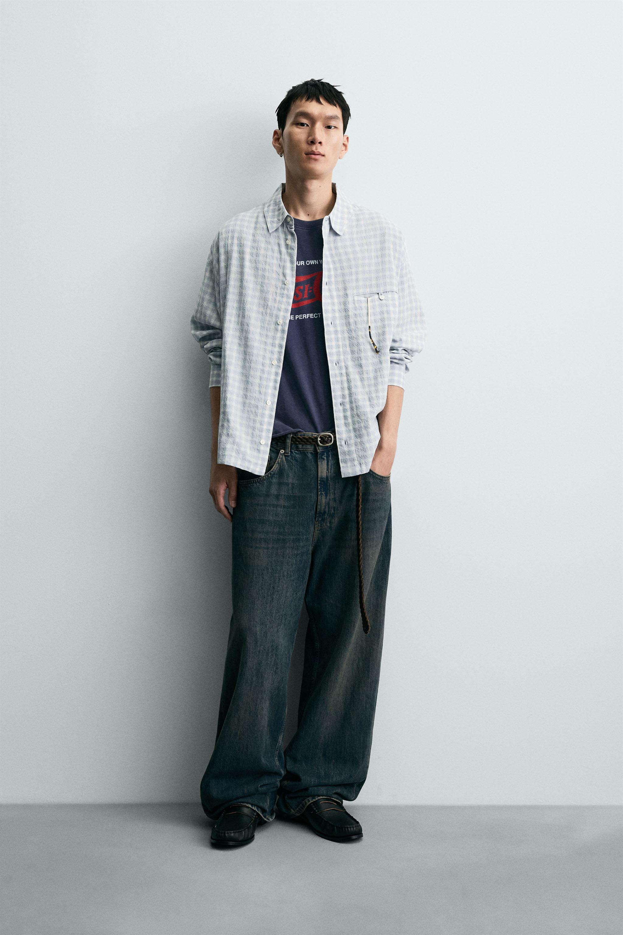 チェック柄シャツ - ブルーマール | ZARA Japan / 日本