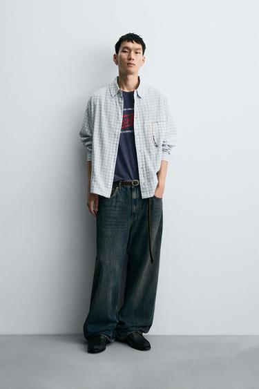 TEXTURED CHECK SHIRT - Blue marl by Zara - Image 0
