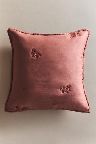 CHILDREN'S MICKEY & MINNIE ©DISNEY QUILT CUSHION COVER - Russet by Zara