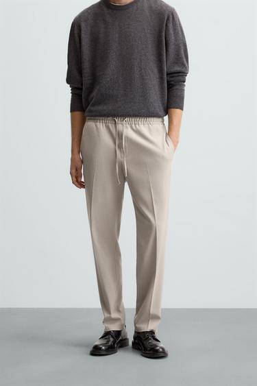 PANTALÓN CINTURA JOGGER REGULAR FIT - Visón claro de Zara