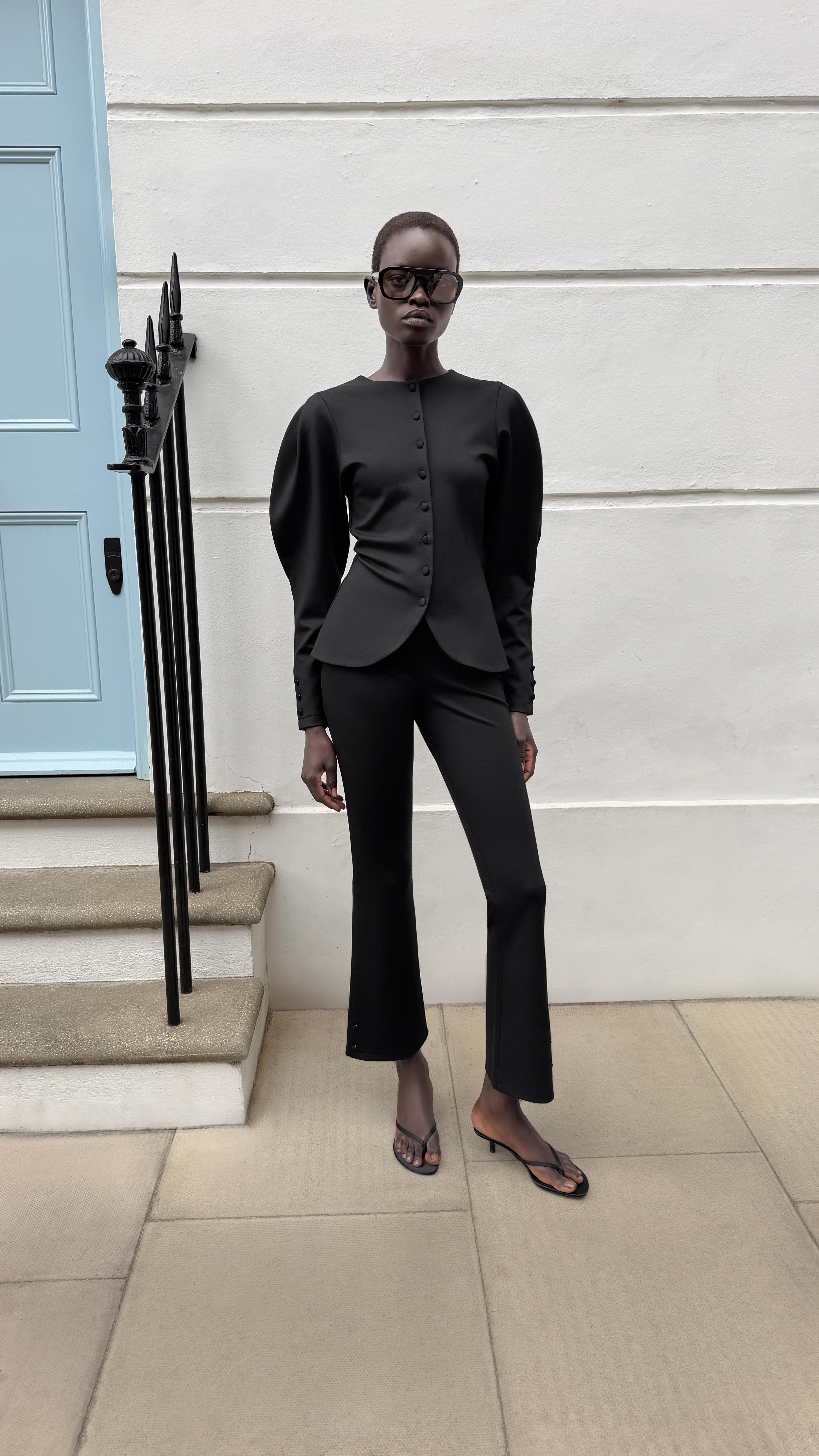 INTERLOCK BUTTON BLAZER — Black