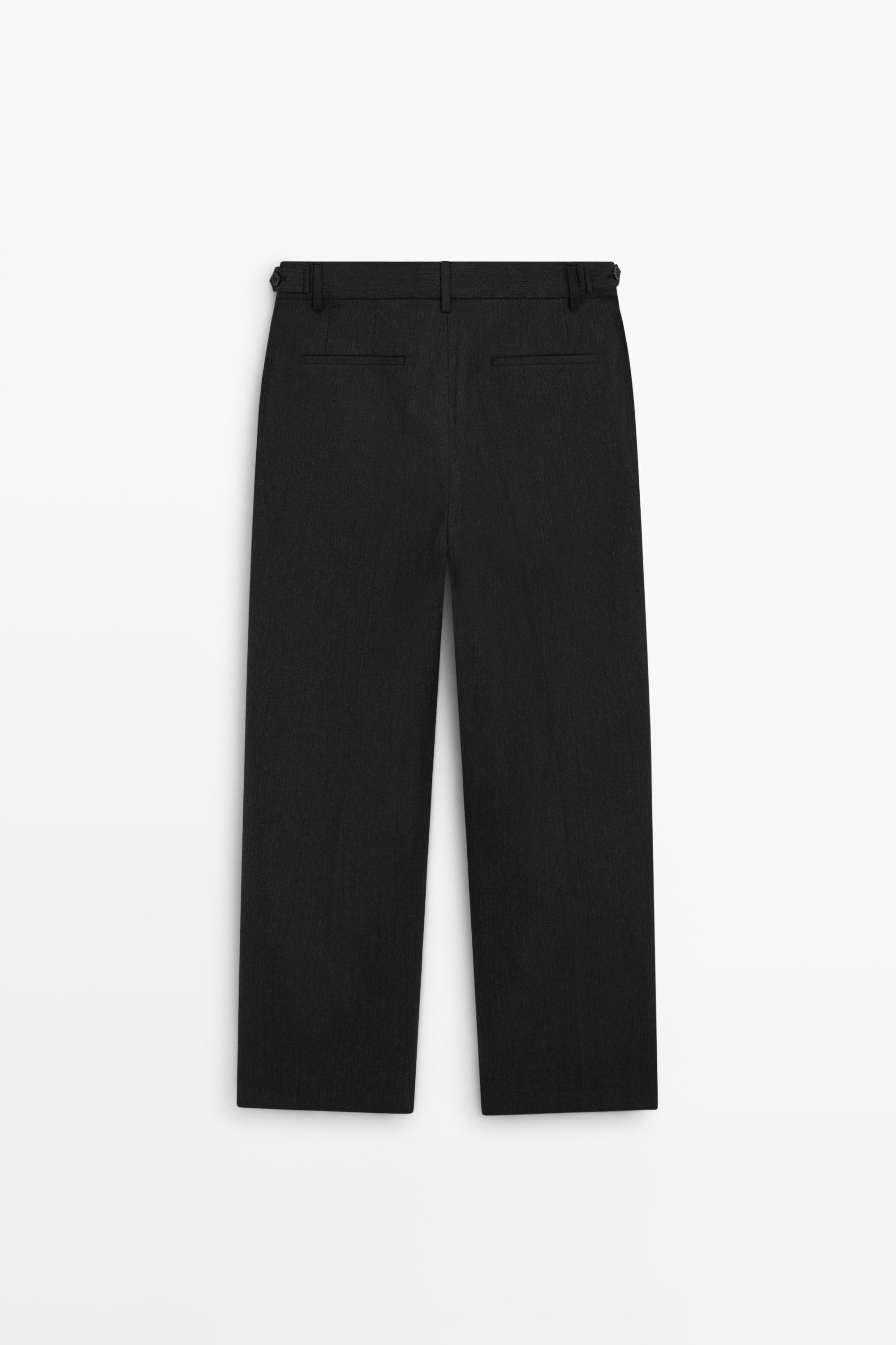 Pantalon relaxed fit à chevrons 100 % laine