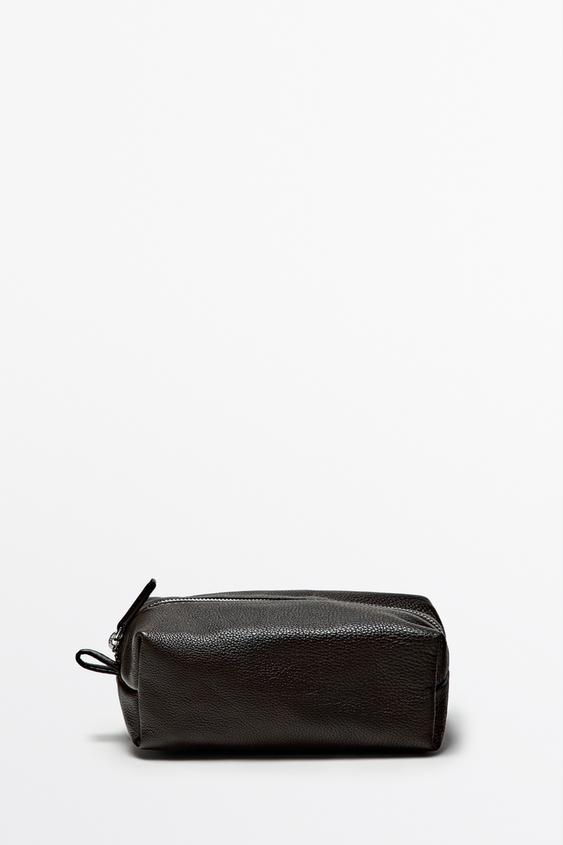 Zara Nappa leather mini toiletry bag - Brown - Image 0