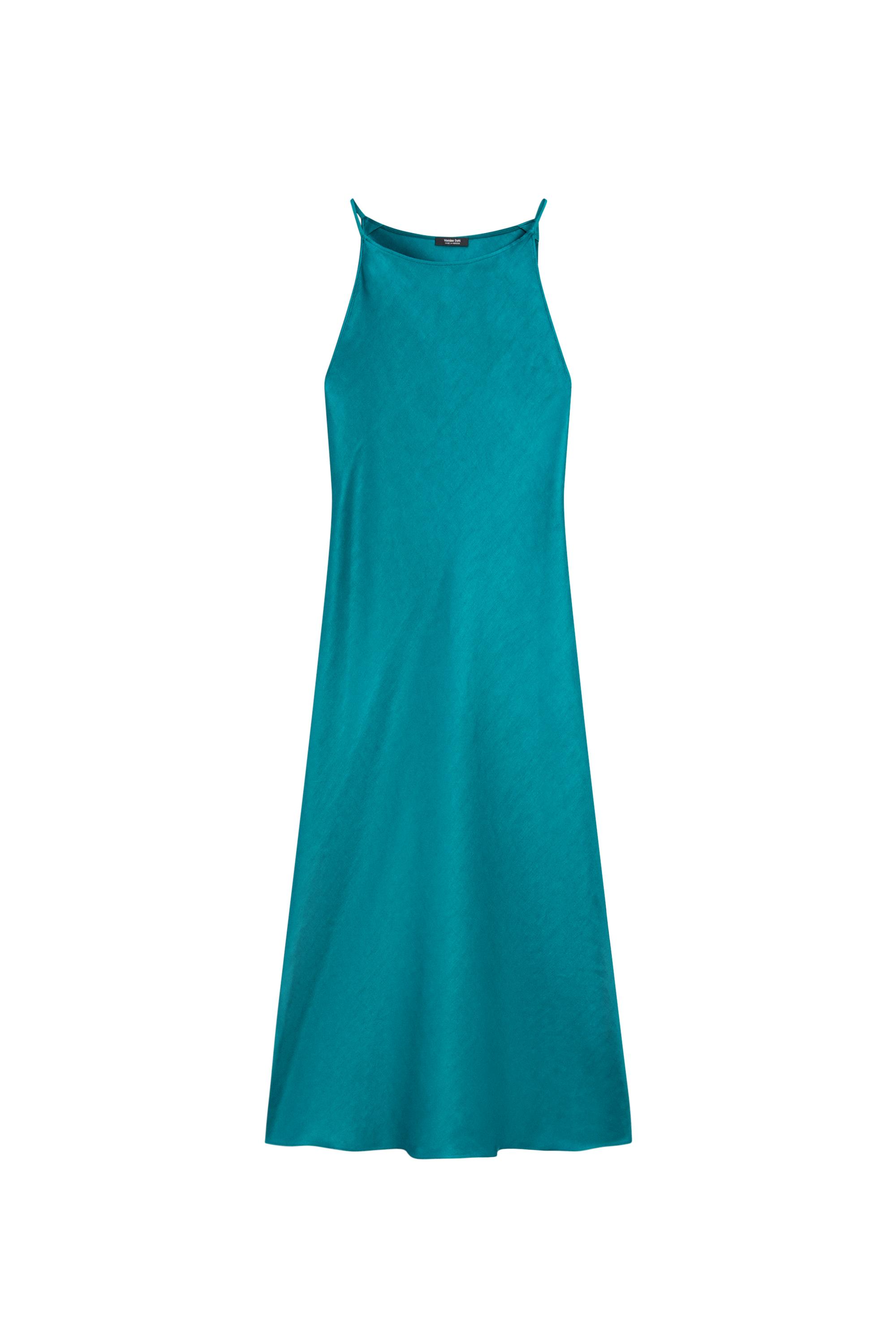 Flowing satin midi dress — Blue