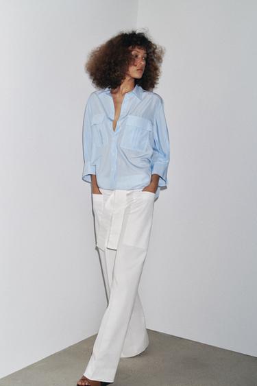 ZW COLLECTION BELTED TROUSERS - White by Zara