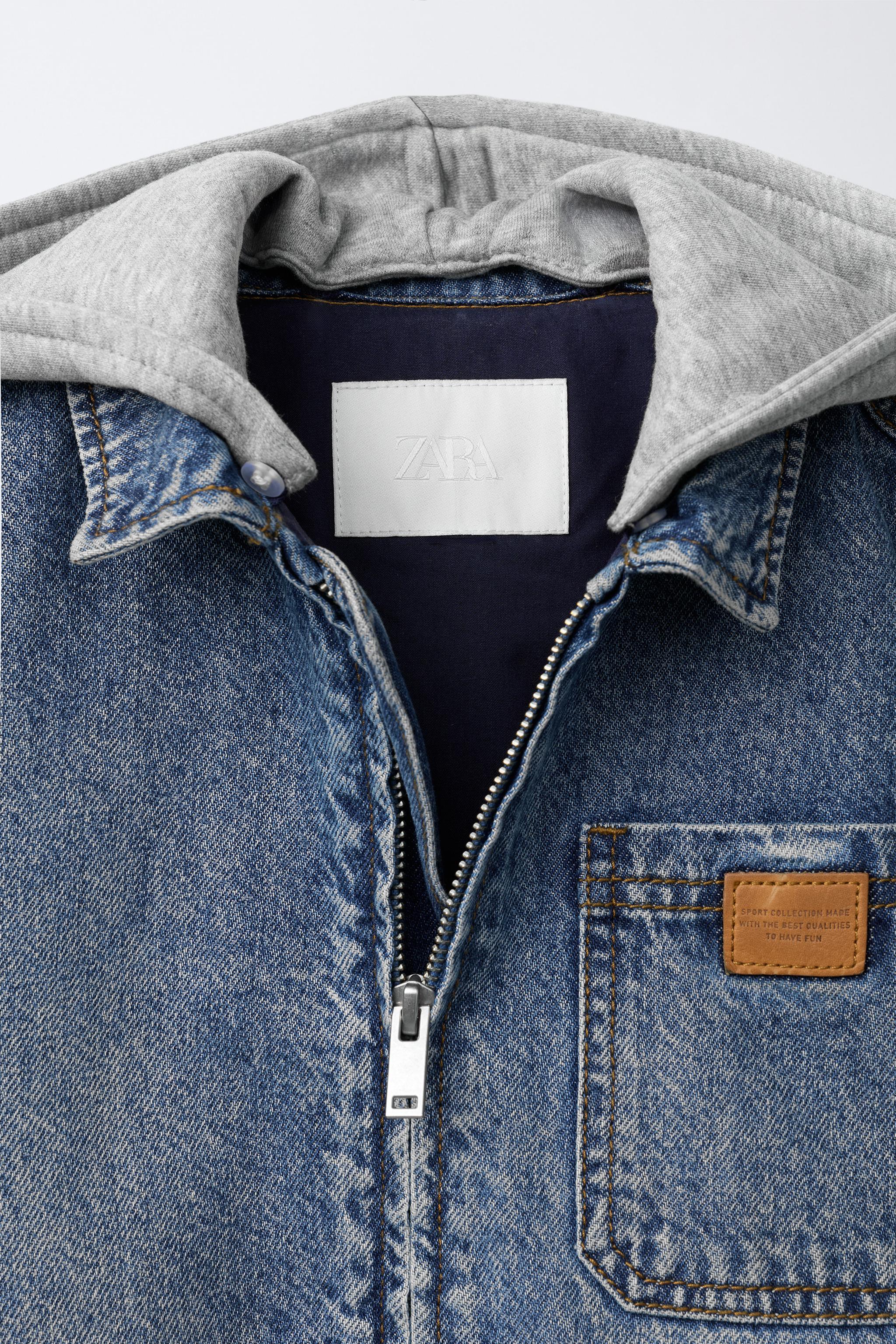 DENIM JACKET WITH REMOVABLE FLEECE HOODIE