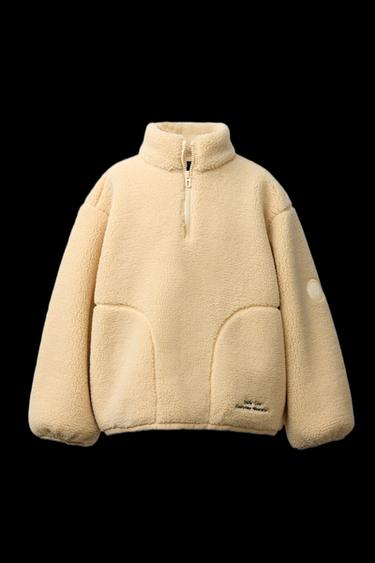 FAUX SHEARLING ZIP-UP SWEATSHIRT - Yellow by Zara - Image 0