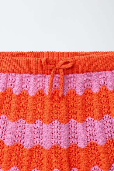 STRIPED CROCHET KNIT SKIRT - Neon orange by Zara - Image 2
