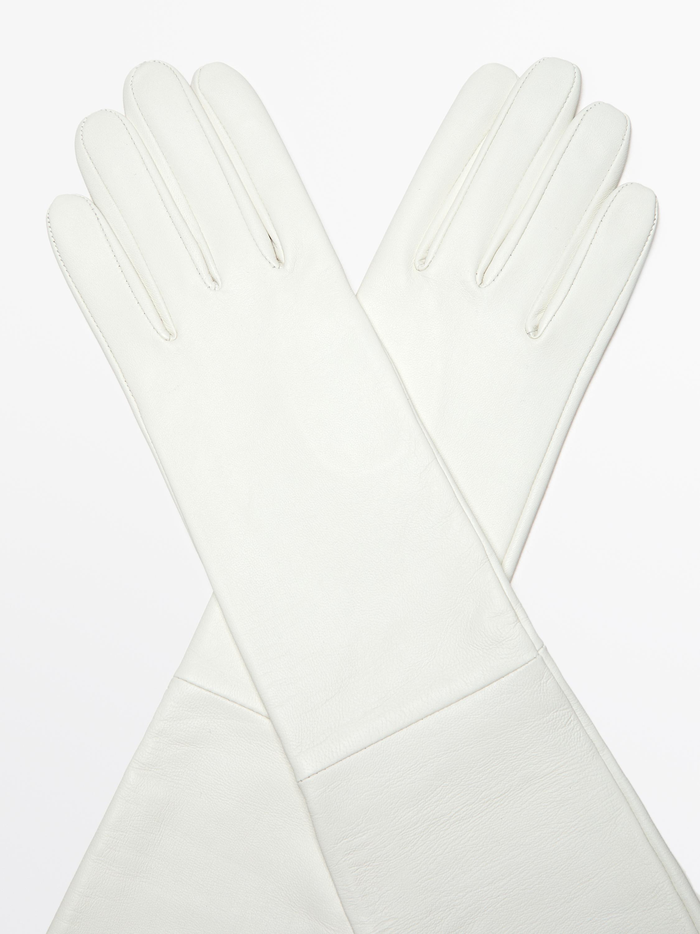 Long nappa sheepskin leather gloves