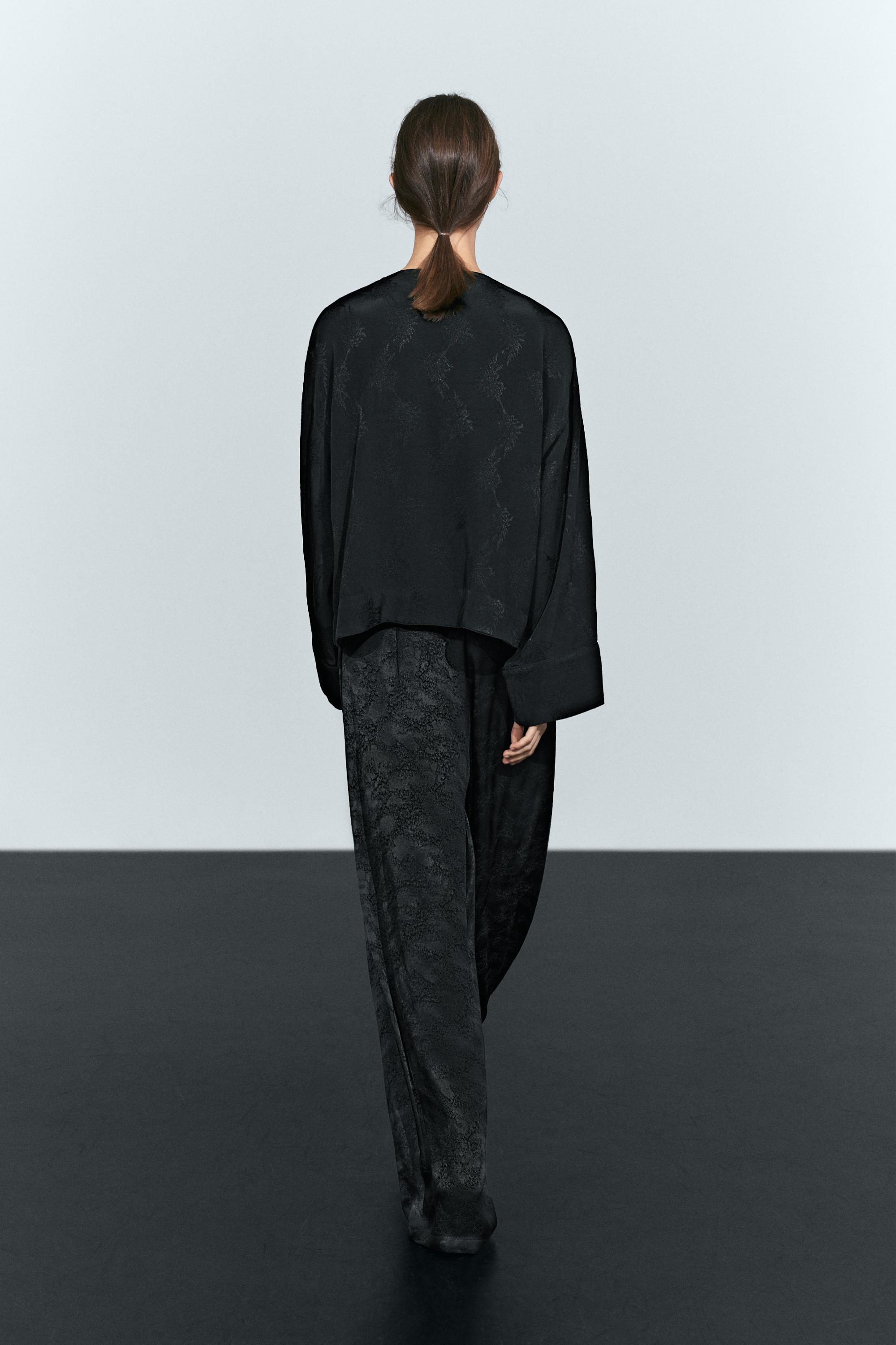 Pantalon large fluide jacquard