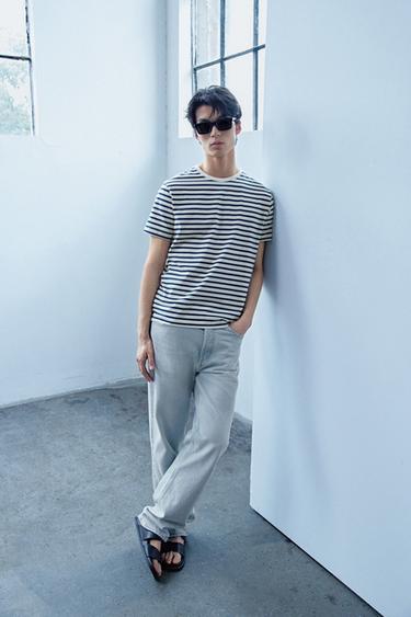 BASIC MEDIUM WEIGHT T-SHIRT /02 - White / Navy by Zara