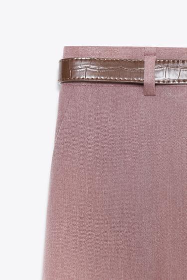 STRAIGHT-LEG TROUSERS WITH BELT - MARSALA by Zara - Image 6
