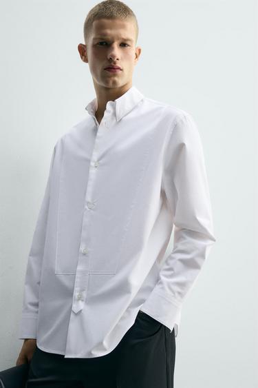 CHEMISE SLIM AVEC PLASTRON - Blanc de Zara - Image 5