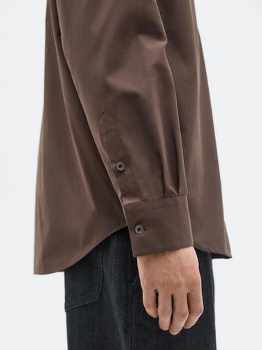 Zara Relaxed fit 100% cotton shirt - LIMITED - Chocolate