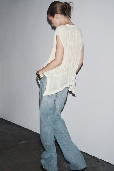 ZW COLLECTION LOW-RISE FLARE JEANS - Light blue by Zara - Image 3