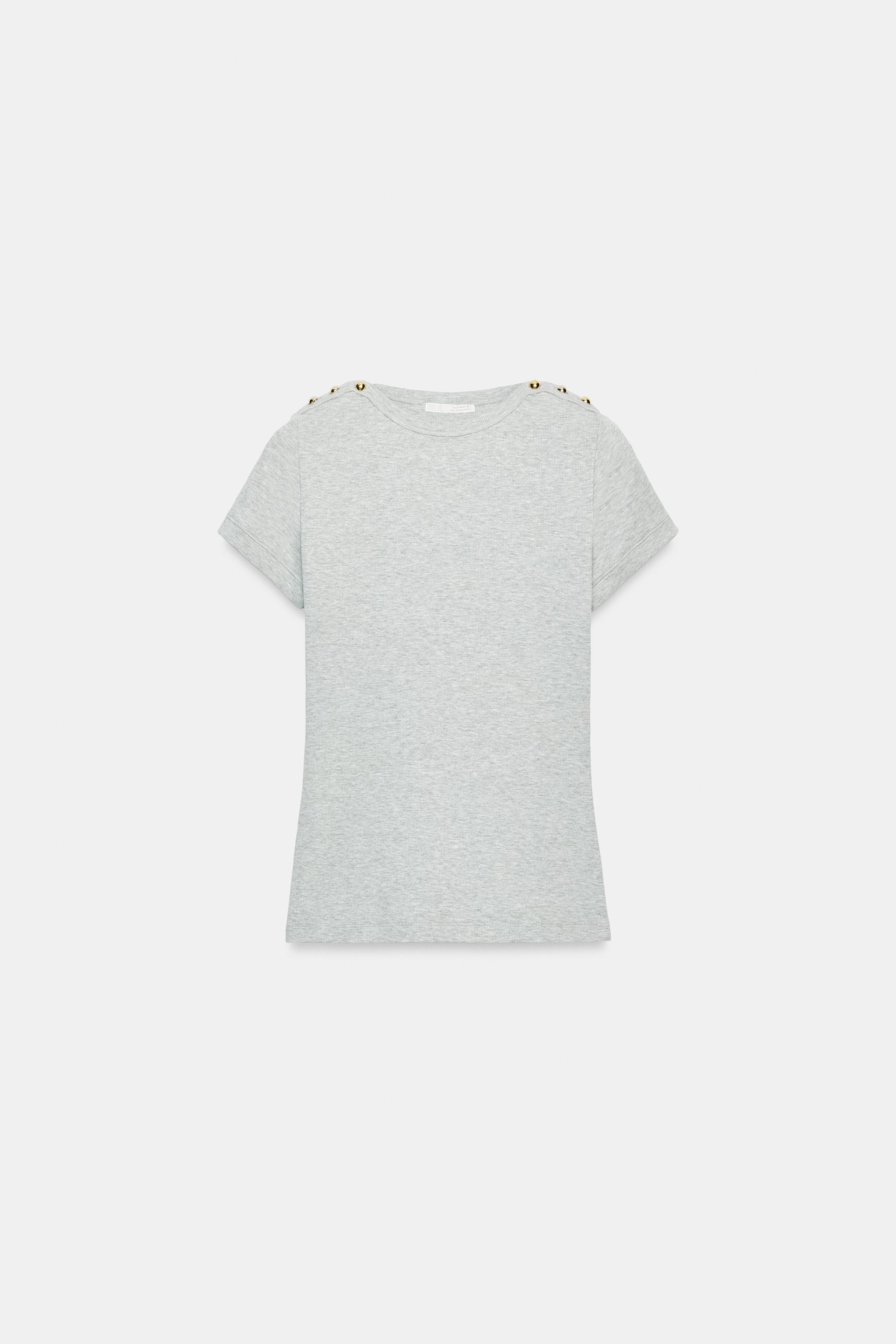 RIBBED BUTTON T-SHIRT