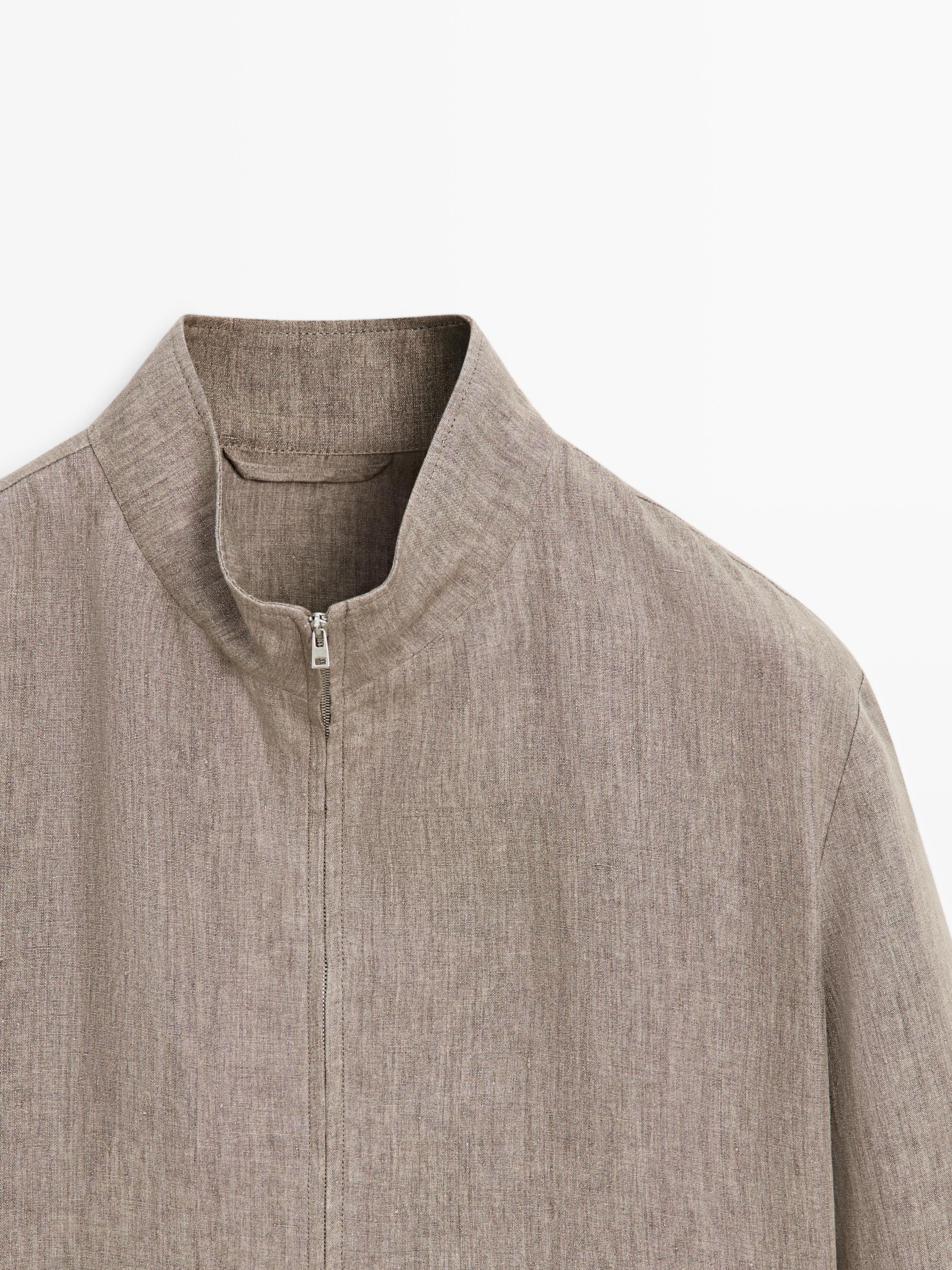 Veste bomber total look lin délavé