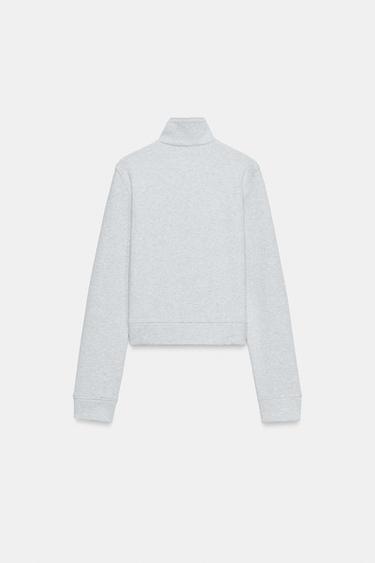 SWEAT ZIPPÉ À BOUTONS - Gris chiné de Zara - Image 4