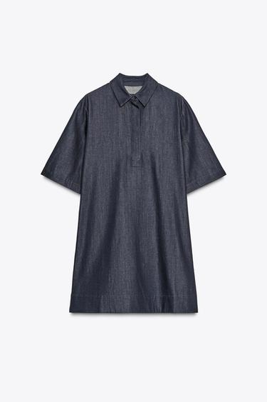 ZW COLLECTION DENIM MINI DRESS - Blue by Zara - Image 7