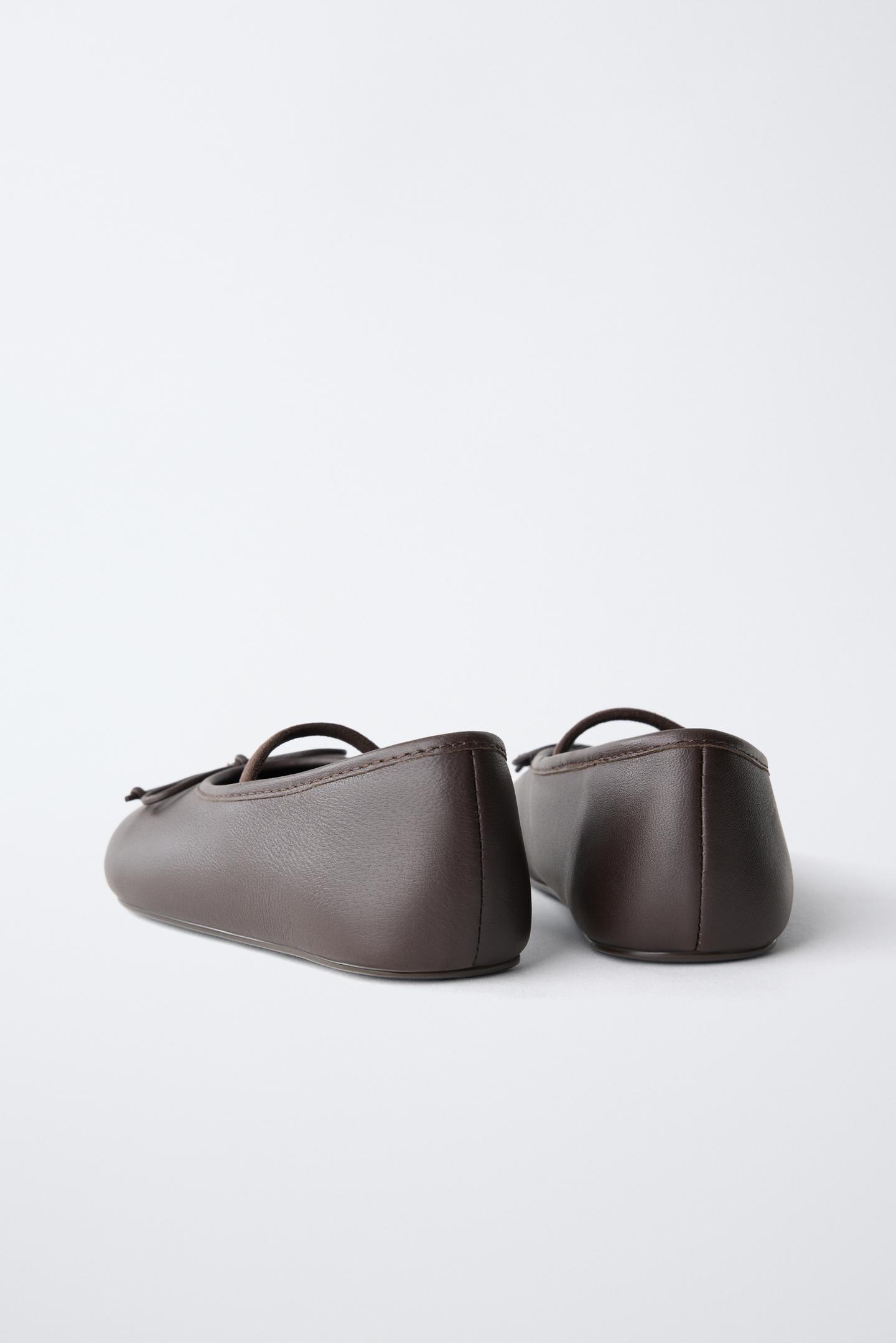 Детские балетки Zara Leather Barefoot Ballet Flats, цвет: Коричневый — фото 7