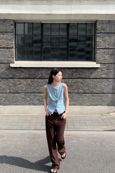 Zara 限量版 100% 麂皮長褲 ZW COLLECTION - 棕色 - 圖片 0