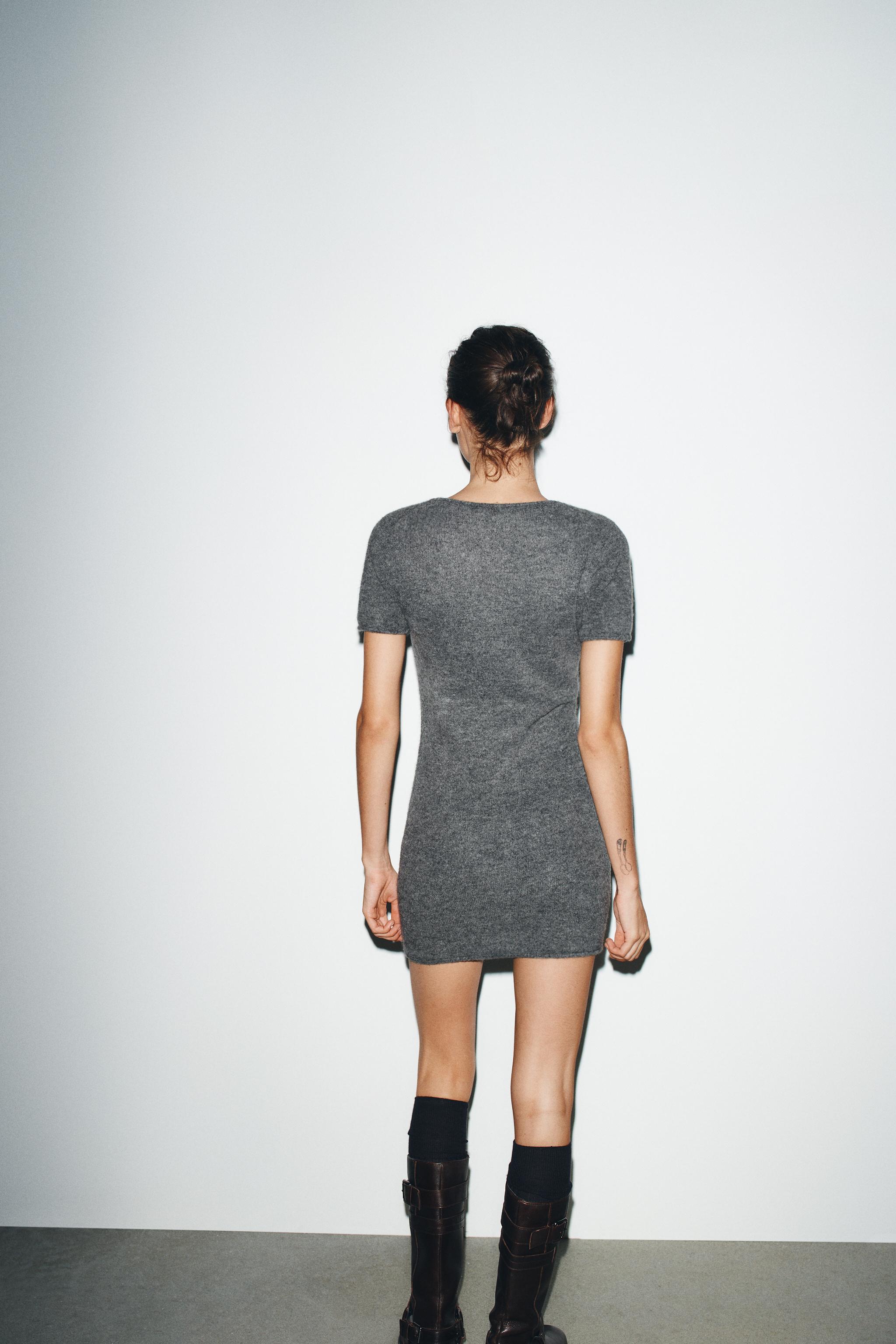 SOFT KNIT MINI DRESS WITH SEAM DETAIL - Gray marl | ZARA United States