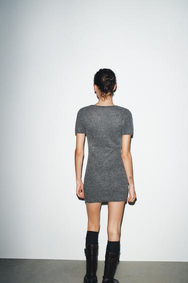 ROBE MINI EN MAILLE SOFT NERVURÉE - Gris chiné de Zara - Image 5