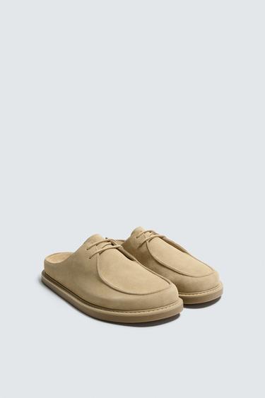 LEATHER CLOGS - Beige by Zara