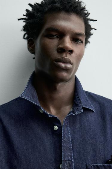 REGULAR FIT DENIM SHIRT - Dark navy by Zara - Image 4